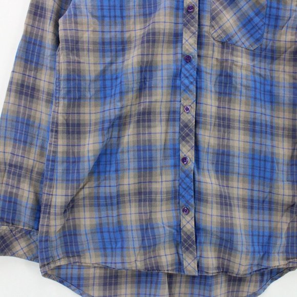 AX Armani Exchange Flannel Shirt Womens Blue Plaid Button Down Collared XS - Picture 5 of 10